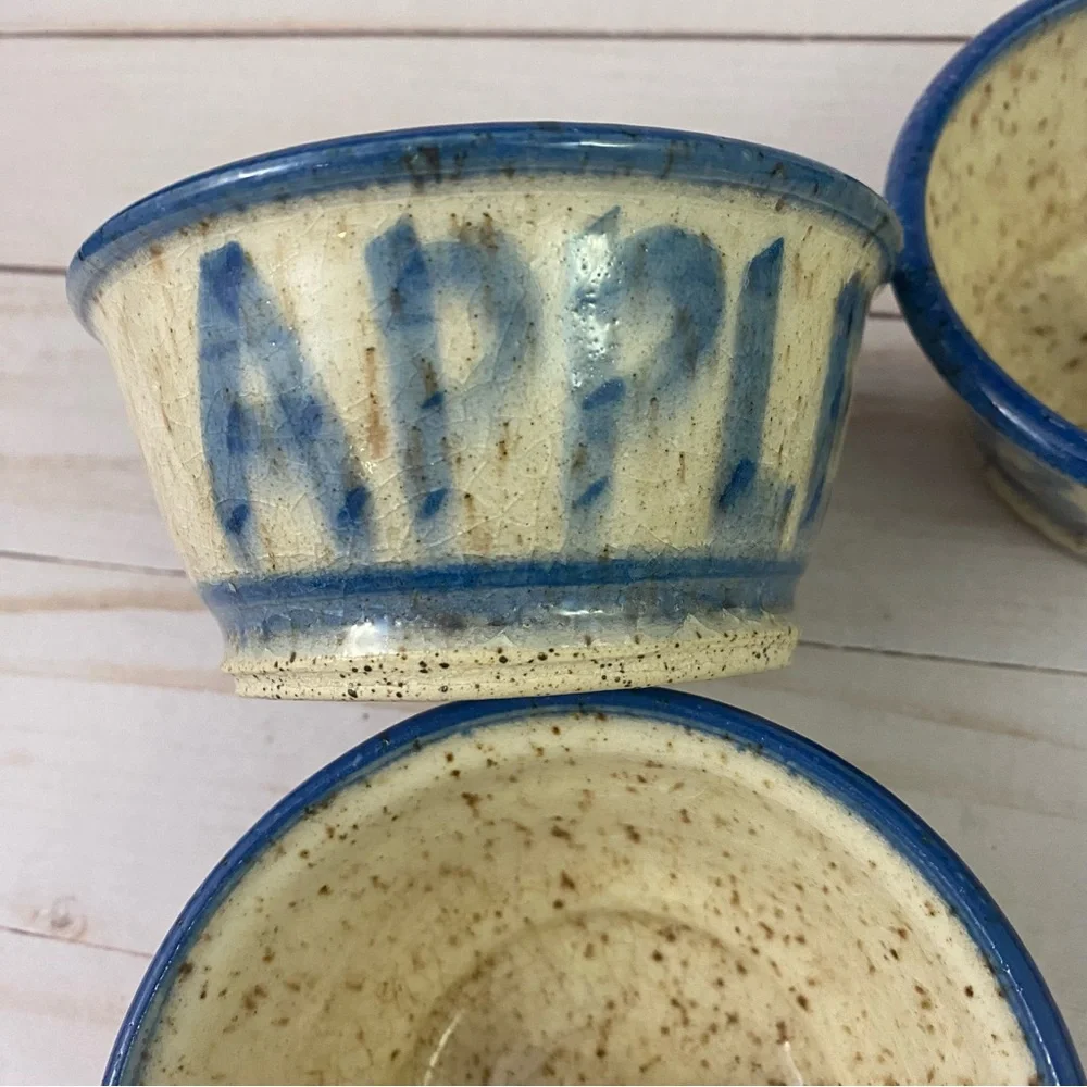 Apple Baker Studio Art Pottery 3 pc Lot Signed Speckled
